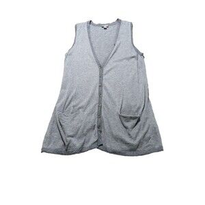 J Jill Sweater Vest Striped V Neck Button Up Pockets Lightweight Women's SMALL